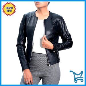 Slim Fit Lambskin Leather Jacket Women's Lightweight Casual